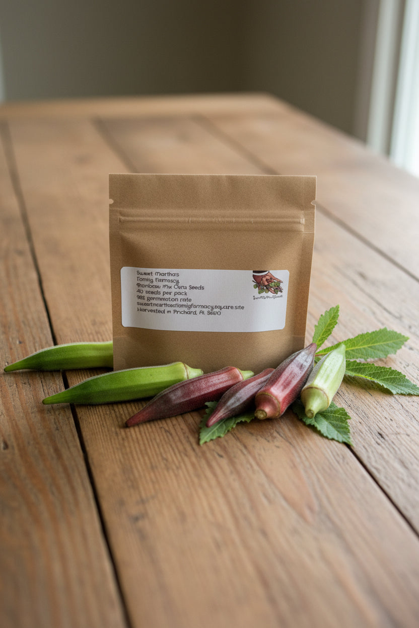 Rainbow Mix Okra Seeds — Colorful Heirloom Blend | Includes Planting Instructions